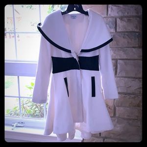 bebe Kneela White Wool Contrast Coat Leather S/P